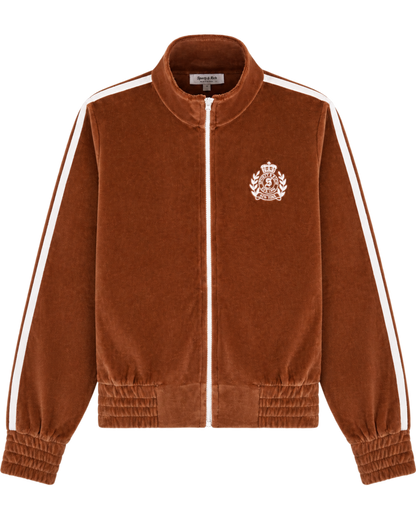 NY Crest Elio Velour Track Jacket - Tobacco