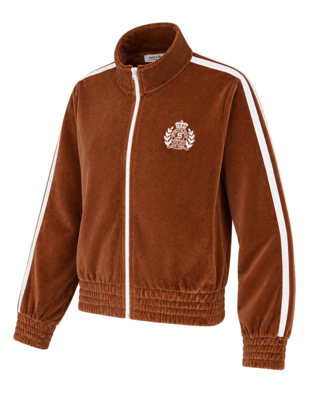 NY Crest Elio Velour Track Jacket - Tobacco