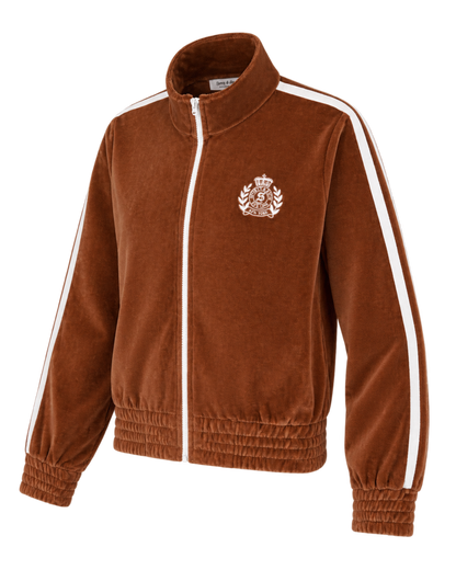 NY Crest Elio Velour Track Jacket - Tobacco