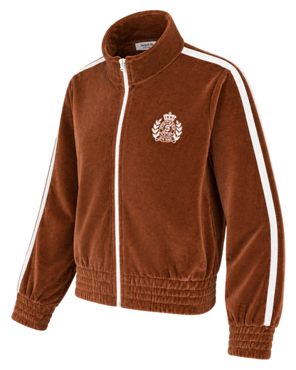 NY Crest Elio Velour Track Jacket - Tobacco