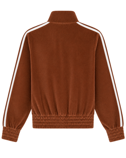 NY Crest Elio Velour Track Jacket - Tobacco