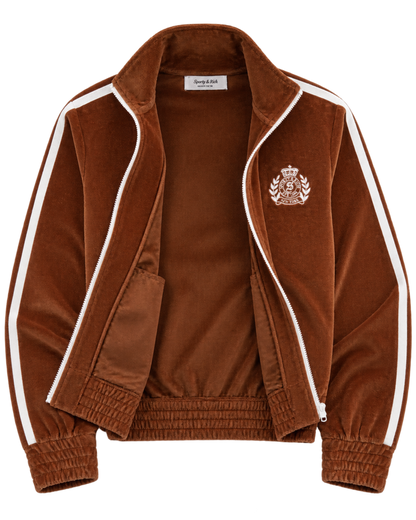 NY Crest Elio Velour Track Jacket - Tobacco