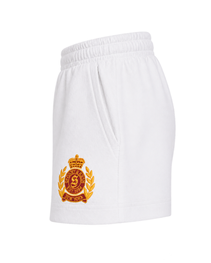 NY Crest Embroidered Disco Short - White