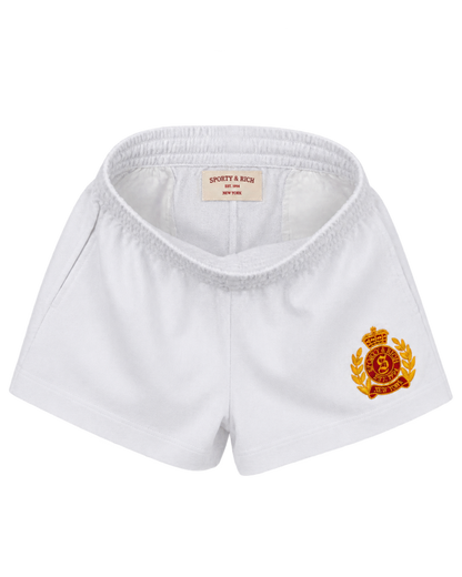NY Crest Embroidered Disco Short - White