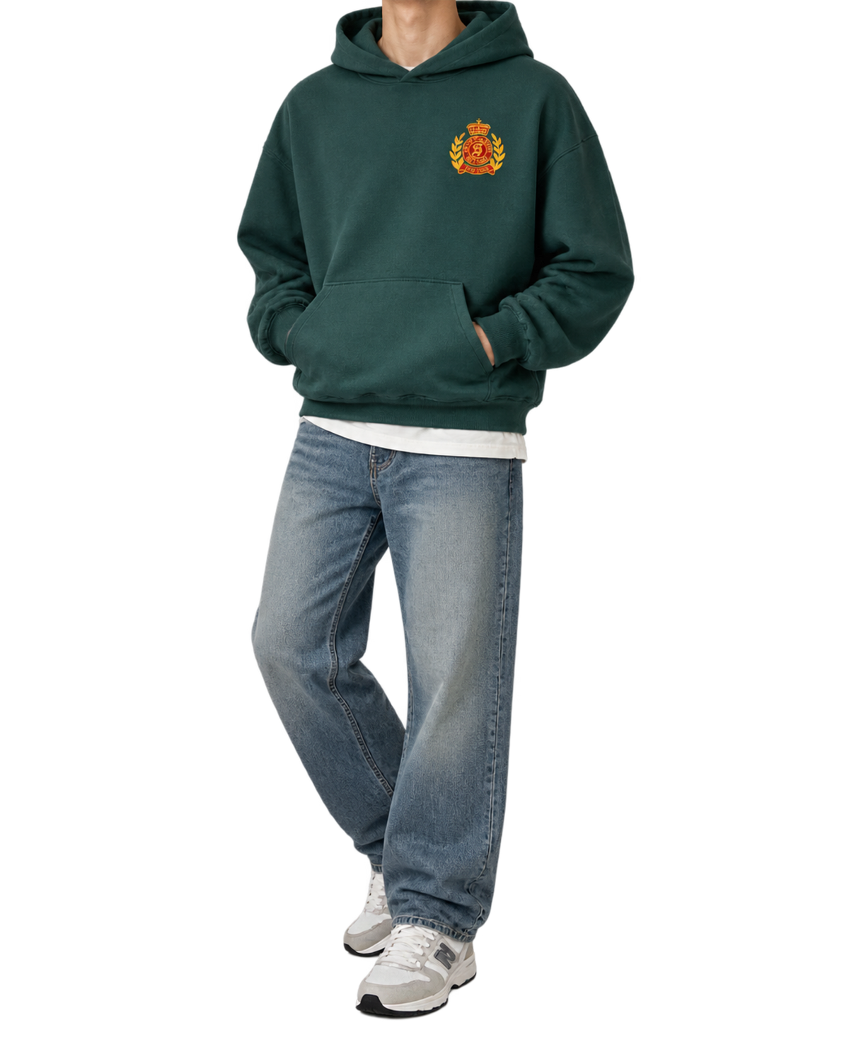 NY Crest Embroidered Hoodie - Forest