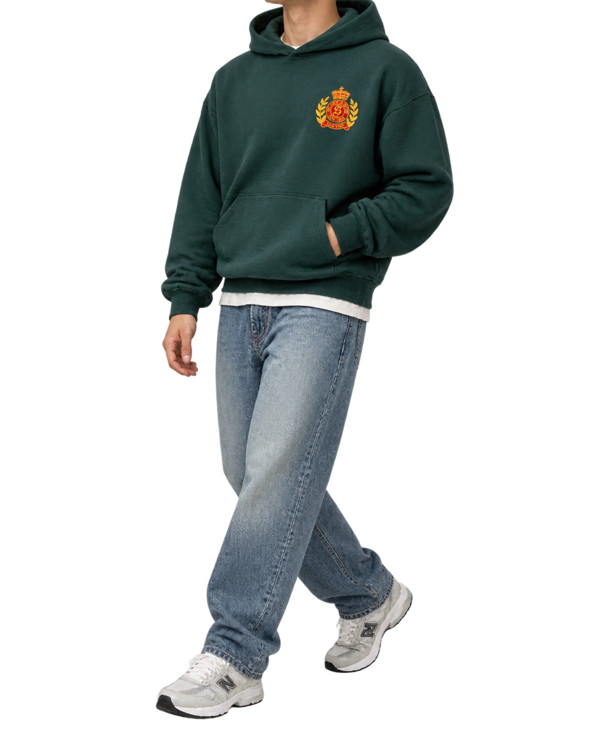 NY Crest Embroidered Hoodie - Forest