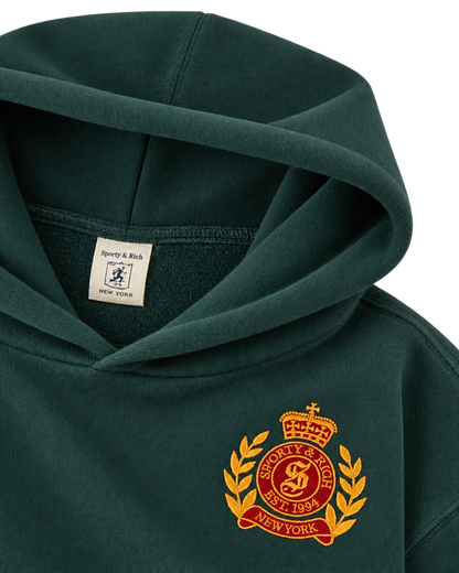 NY Crest Embroidered Hoodie - Forest