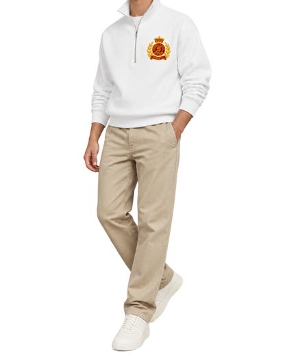 NY Crest Embroidered Quarter Zip - White