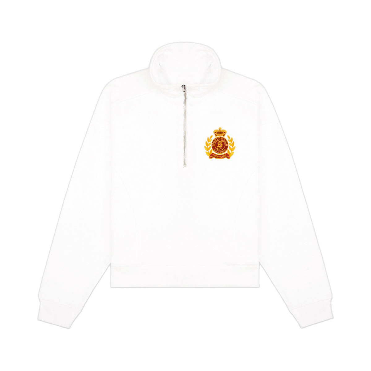 NY Crest Embroidered Quarter Zip - White