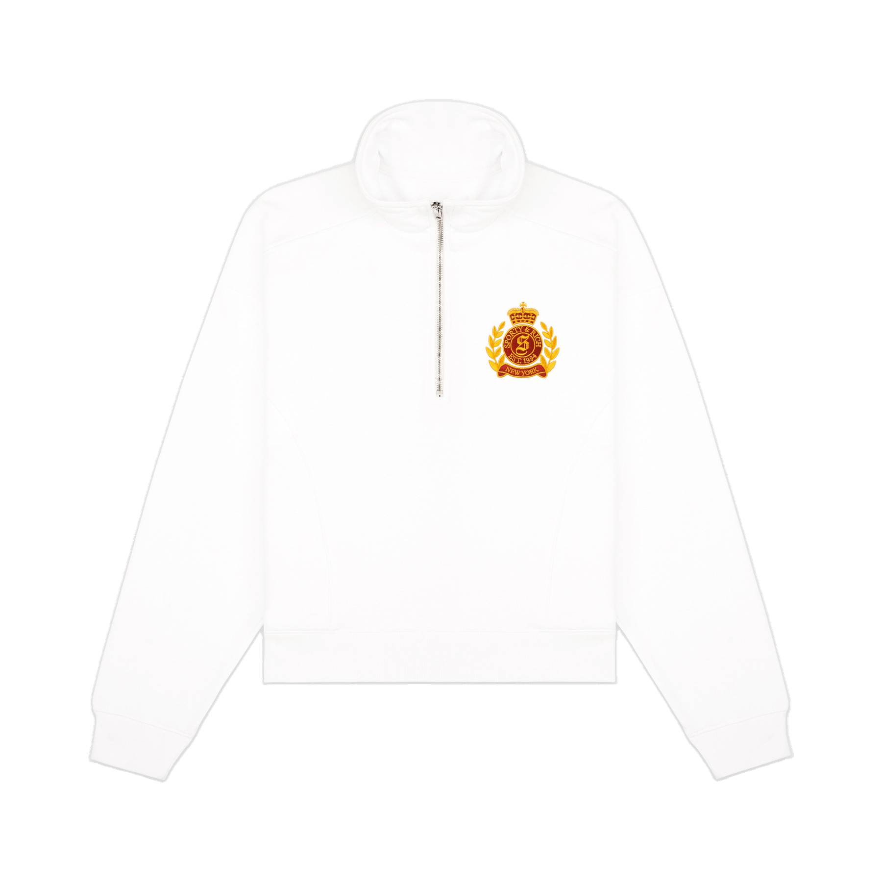 NY Crest Embroidered Quarter Zip - White