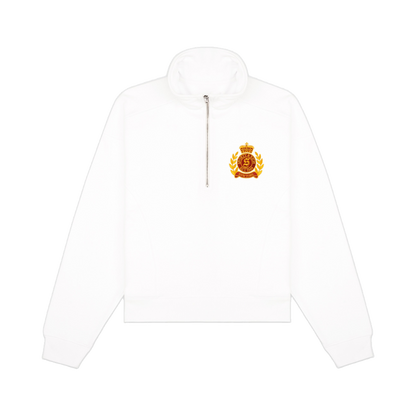 NY Crest Embroidered Quarter Zip - White