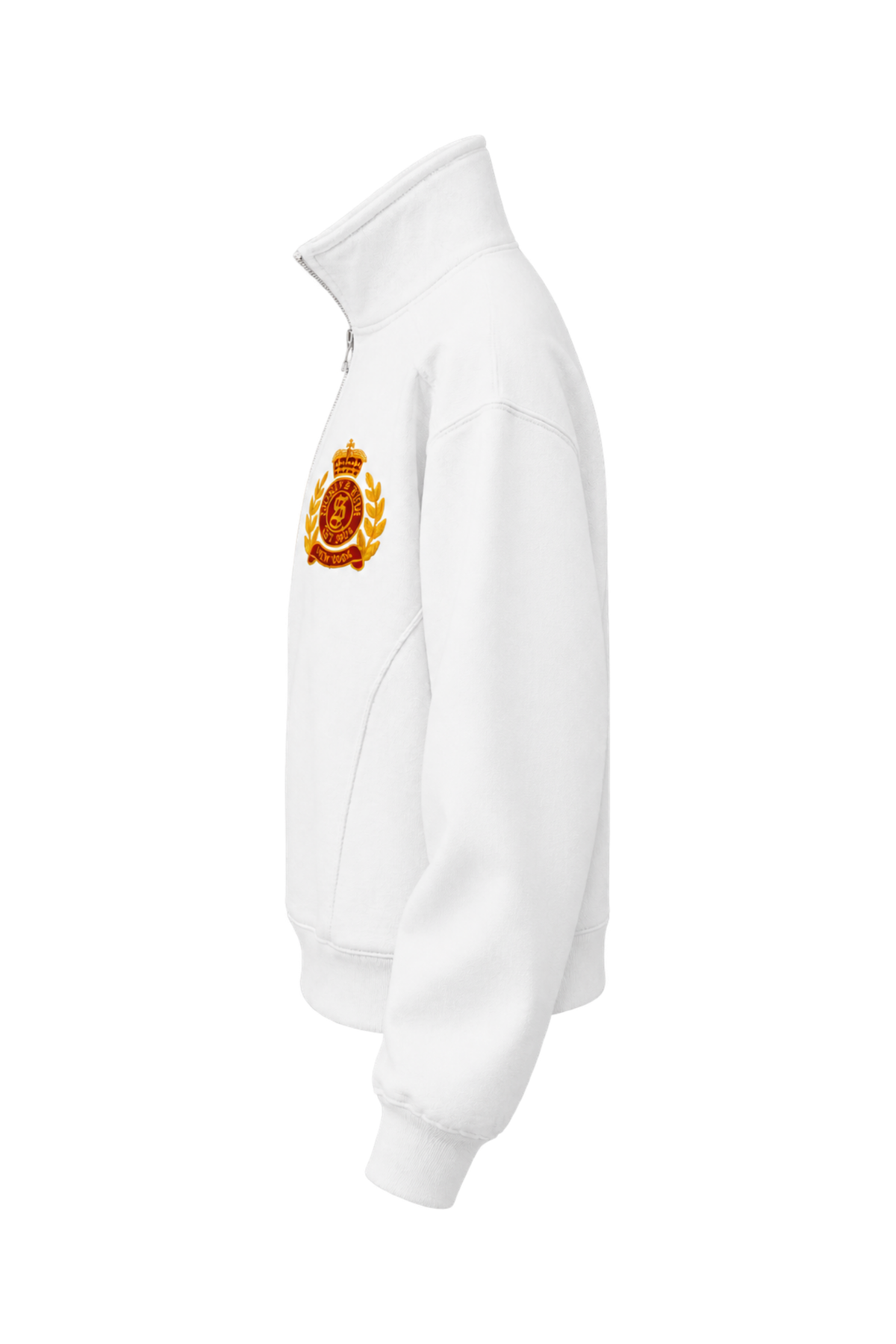 NY Crest Embroidered Quarter Zip - White