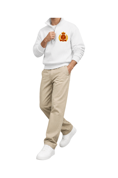 NY Crest Embroidered Quarter Zip - White
