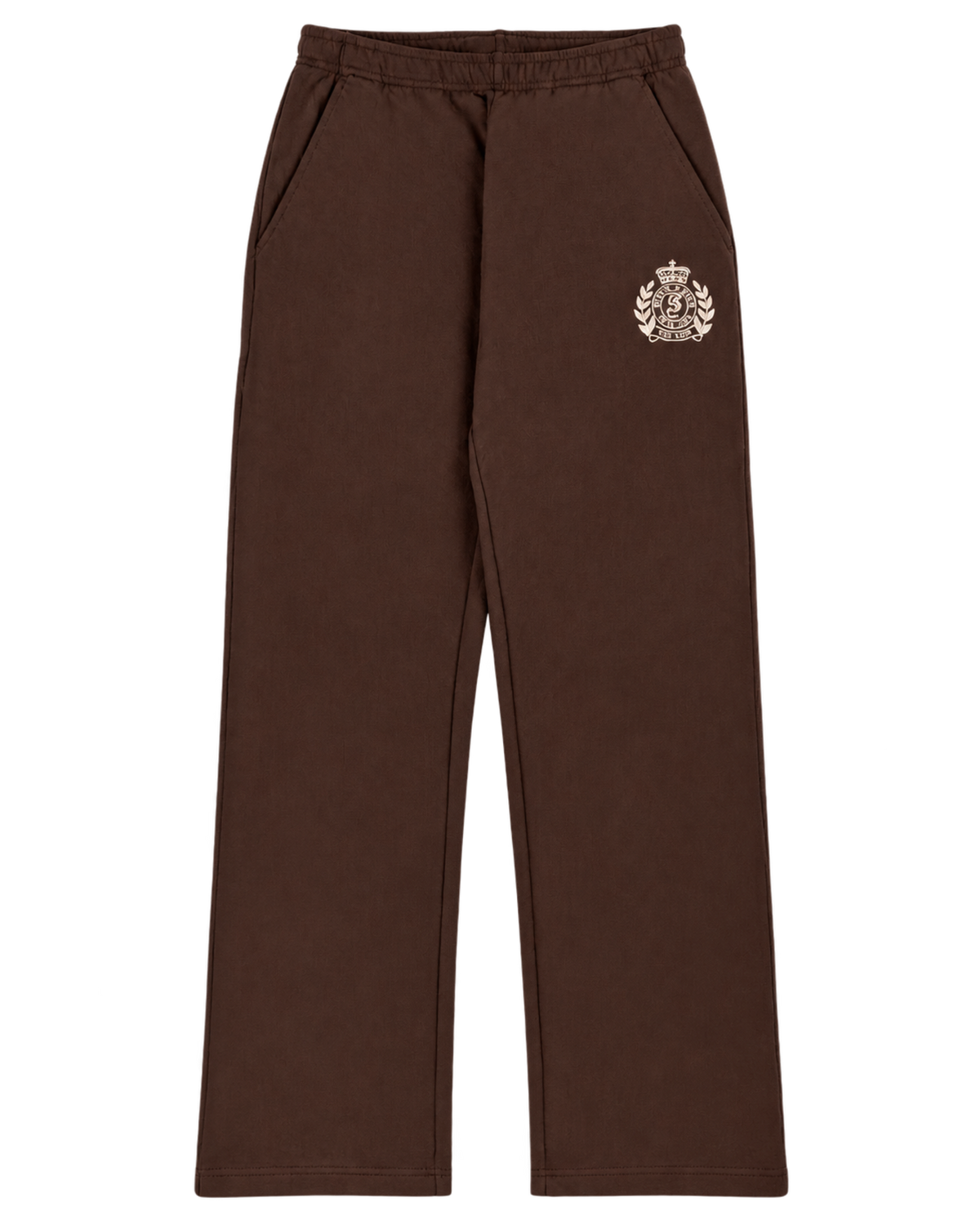 NY Crest Embroidered Wide Sweatpant - Chocolate