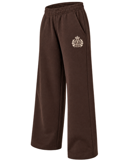 NY Crest Embroidered Wide Sweatpant - Chocolate