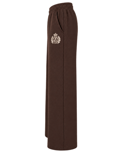 NY Crest Embroidered Wide Sweatpant - Chocolate