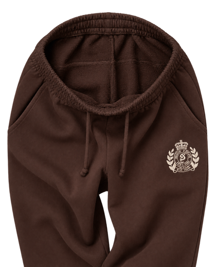 NY Crest Embroidered Wide Sweatpant - Chocolate