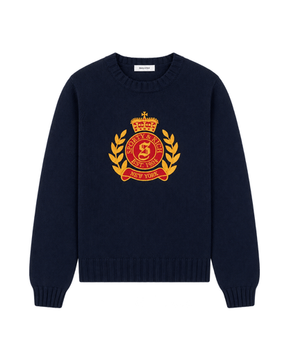 NY Crest Knitted Sweater - Navy