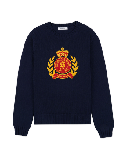 NY Crest Knitted Sweater - Navy