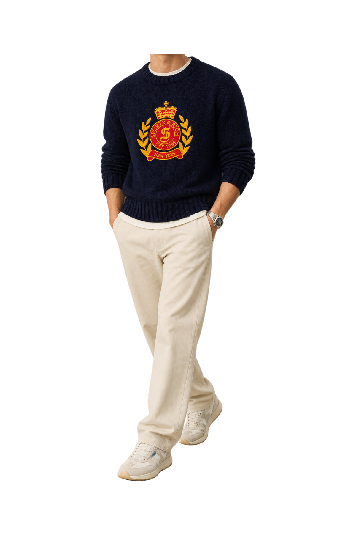 NY Crest Knitted Sweater - Navy