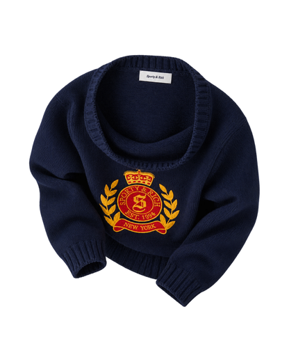 NY Crest Knitted Sweater - Navy