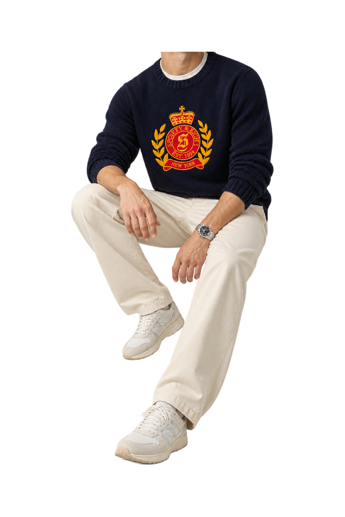 NY Crest Knitted Sweater - Navy