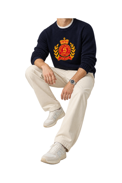NY Crest Knitted Sweater - Navy