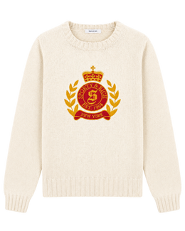 NY Crest Knitted Sweater - Ecru