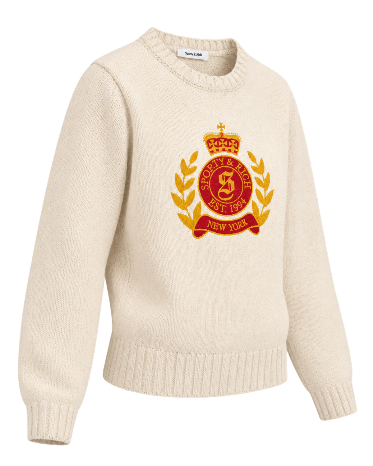 NY Crest Knitted Sweater - Ecru
