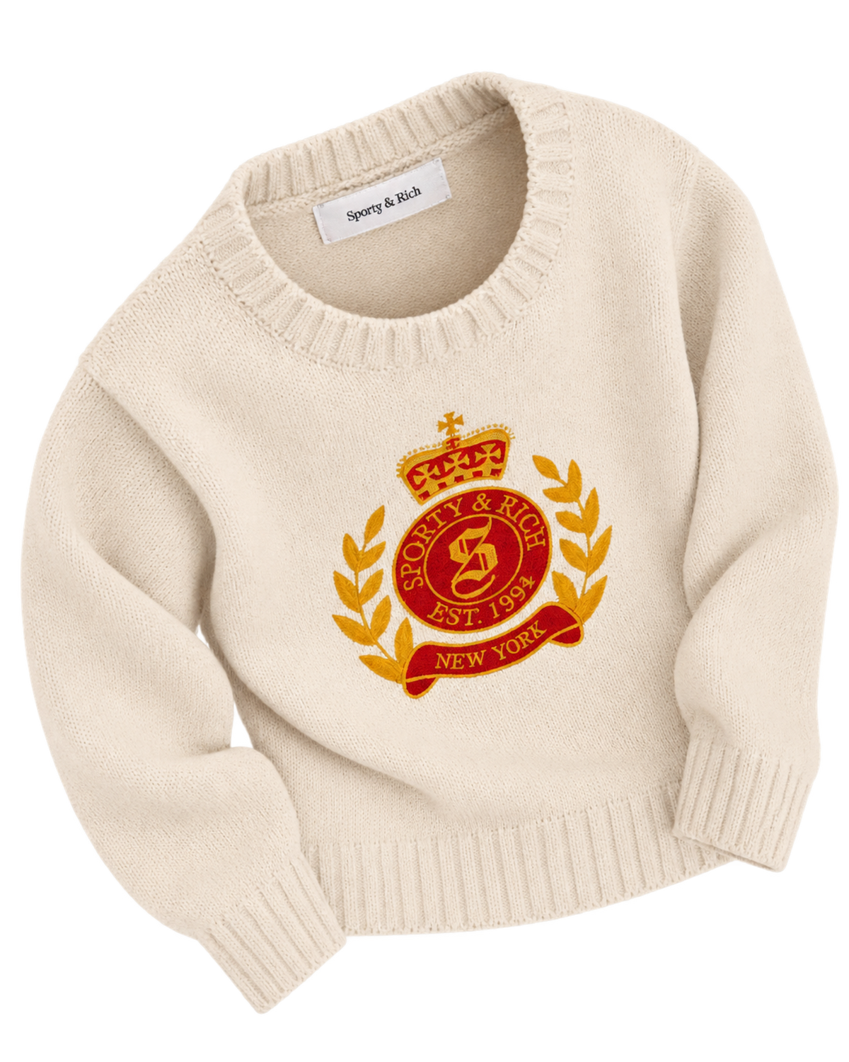 NY Crest Knitted Sweater - Ecru