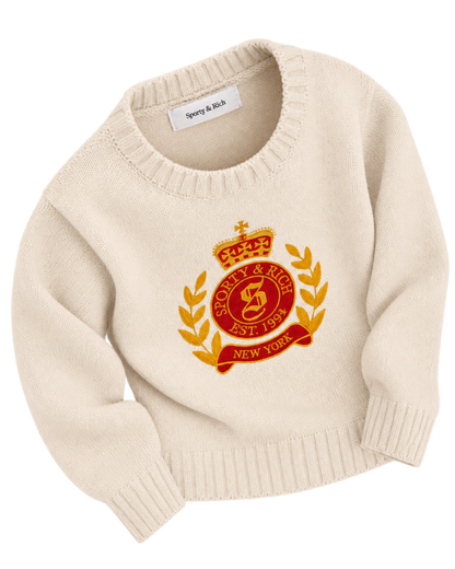NY Crest Knitted Sweater - Ecru