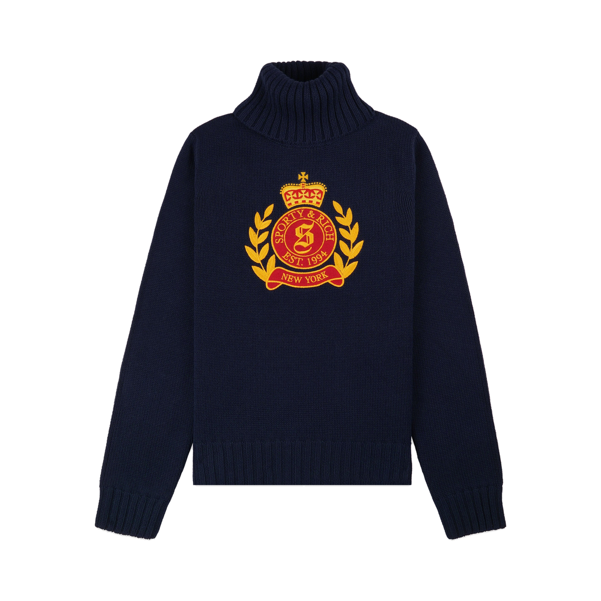 NY Crest Knitted Turtleneck - Navy