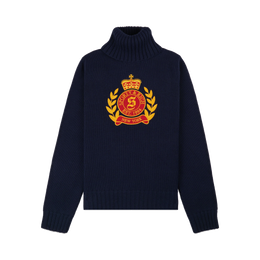 NY Crest Knitted Turtleneck - Navy