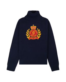 NY Crest Knitted Turtleneck - Navy