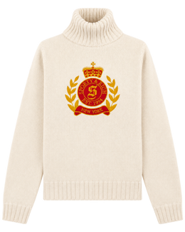 NY Crest Knitted Turtleneck - Ecru