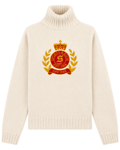 NY Crest Knitted Turtleneck - Ecru