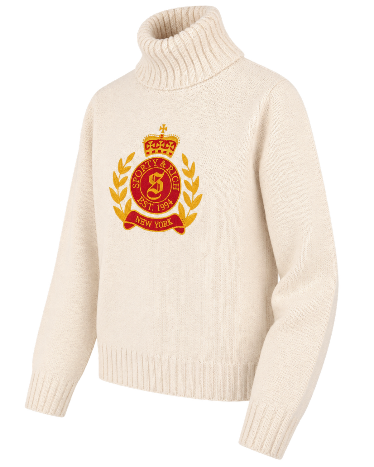 NY Crest Knitted Turtleneck - Ecru