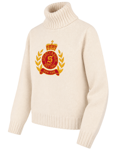 NY Crest Knitted Turtleneck - Ecru
