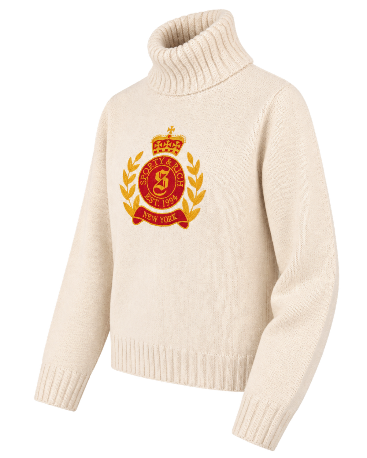 NY Crest Knitted Turtleneck - Ecru