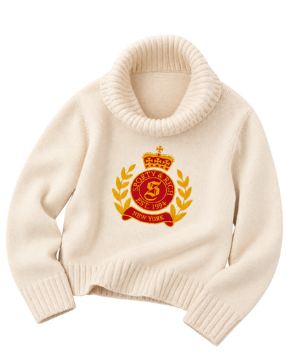 NY Crest Knitted Turtleneck - Ecru