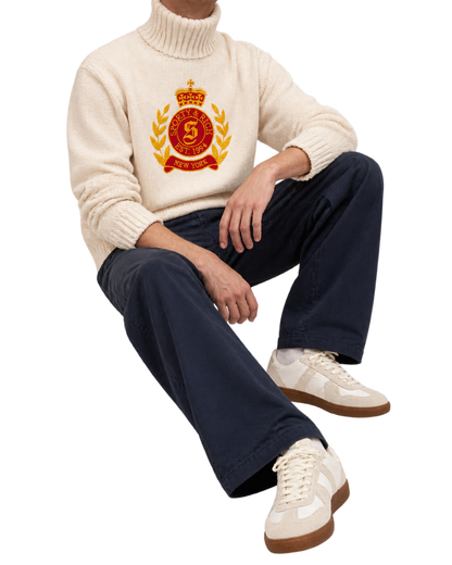 NY Crest Knitted Turtleneck - Ecru