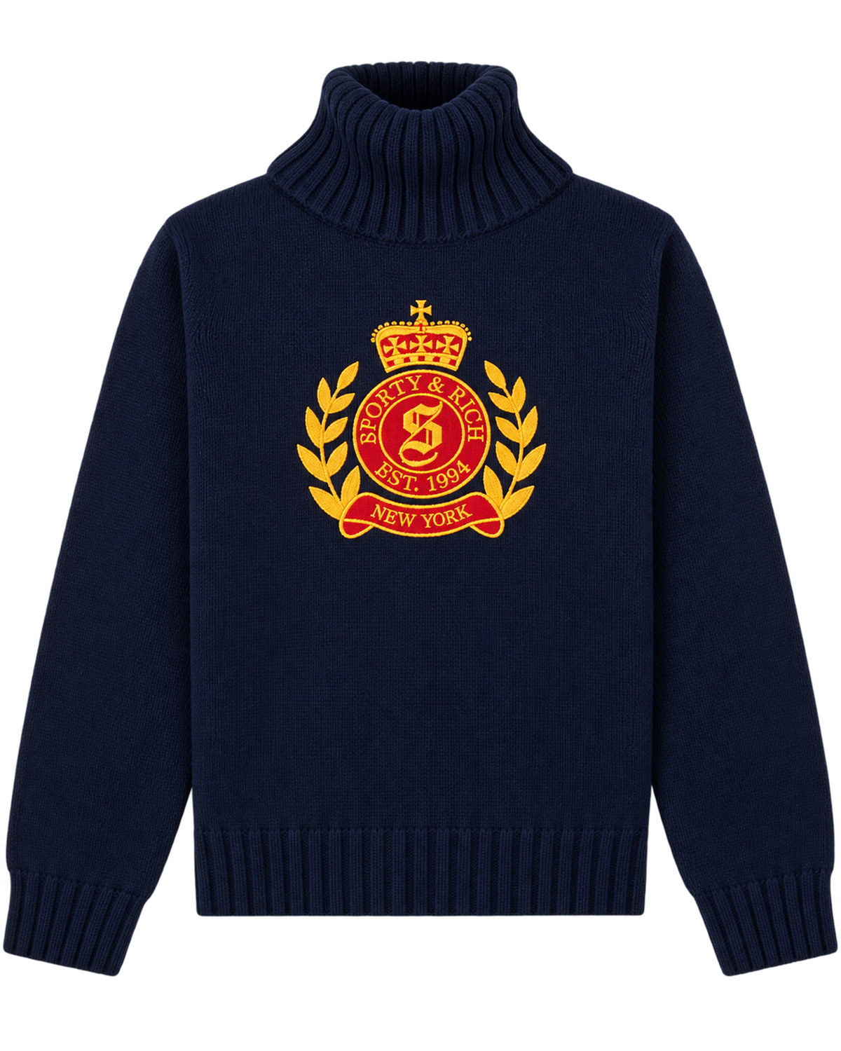 NY Crest Knitted Turtleneck - Navy