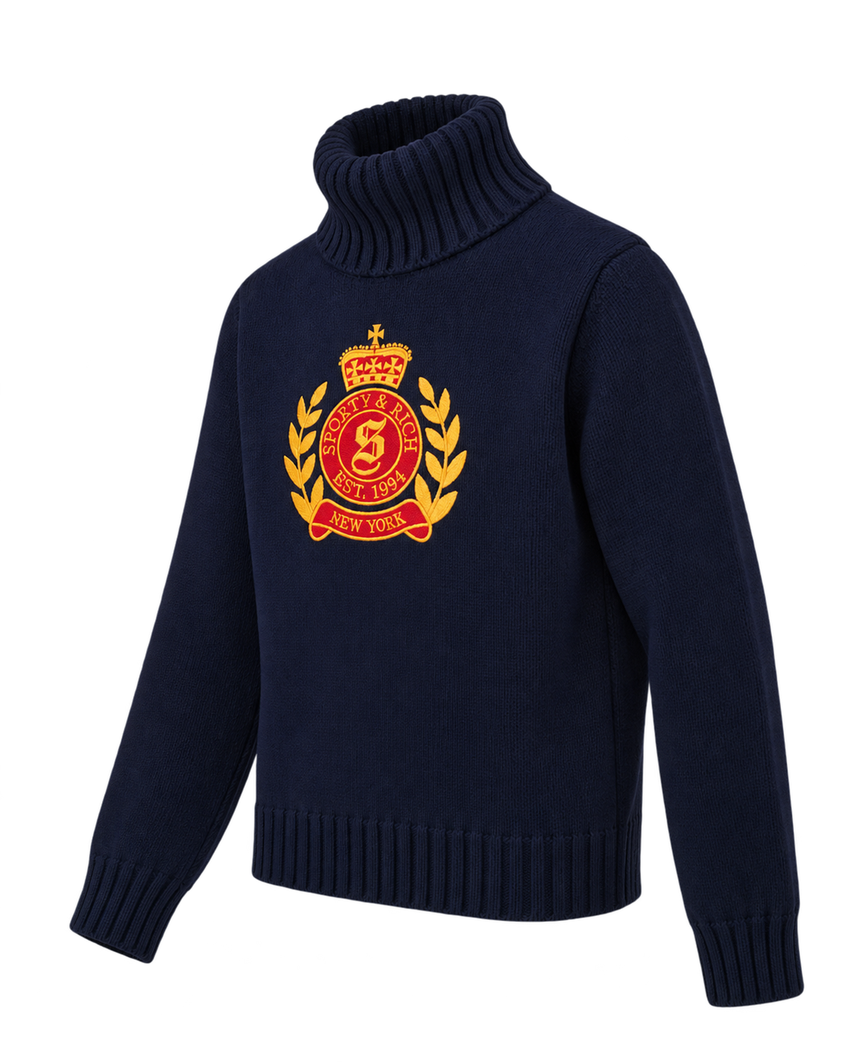 NY Crest Knitted Turtleneck - Navy