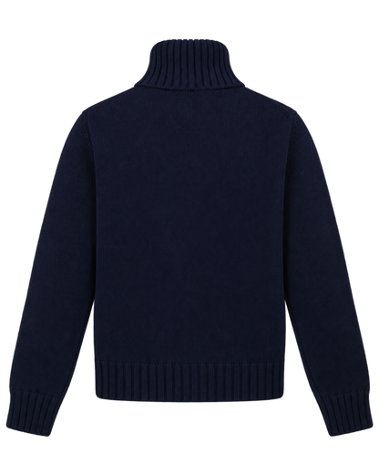 NY Crest Knitted Turtleneck - Navy