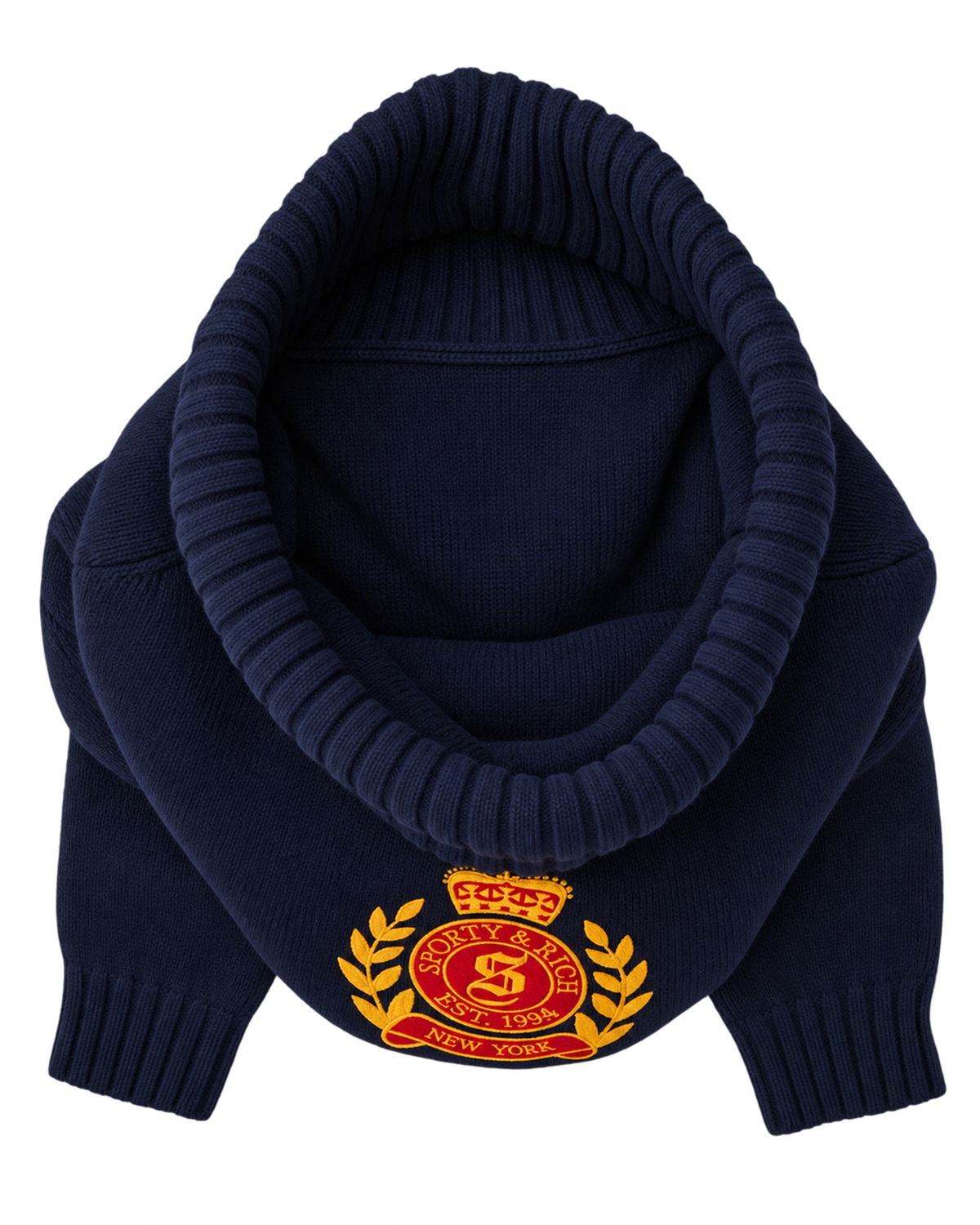NY Crest Knitted Turtleneck - Navy