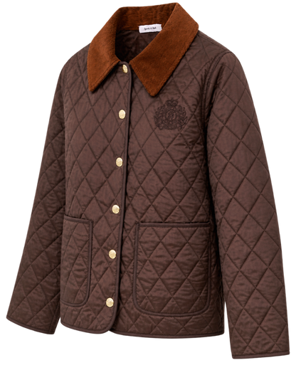 NY Crest Nylon Quilted Jacket - Chocolate