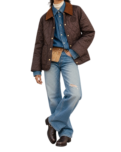 NY Crest Nylon Quilted Jacket - Chocolate