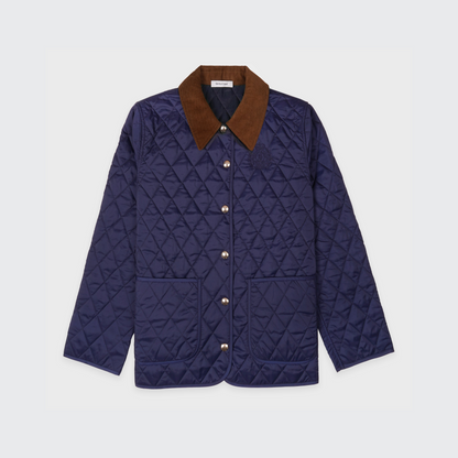 NY Crest Nylon Quilted Jacket - Navy/Tan