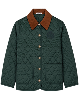 NY Crest Nylon Quilted Jacket - Forest/Tan