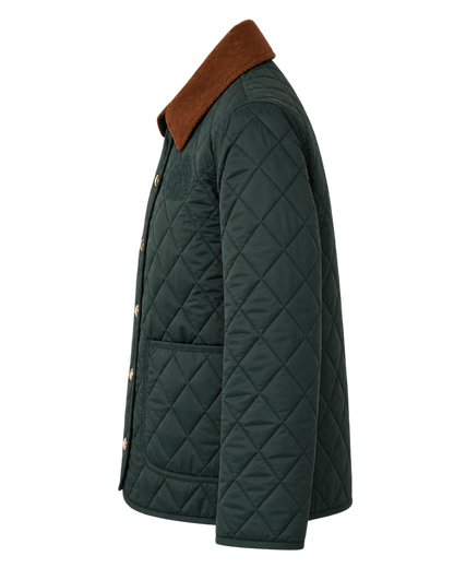 NY Crest Nylon Quilted Jacket - Forest/Tan